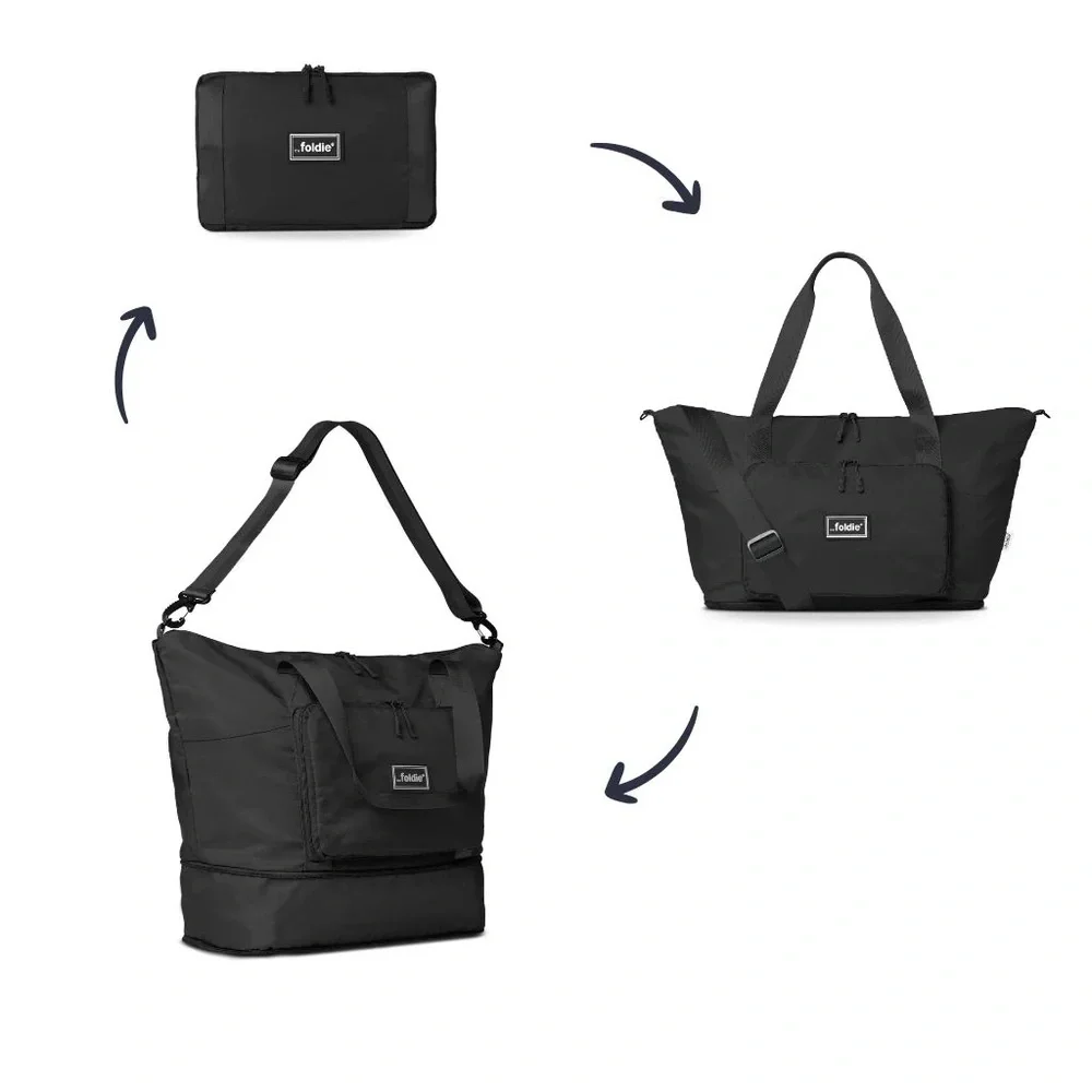 Foldie Black Travel Bag AND Packing Cubes Set NWOT